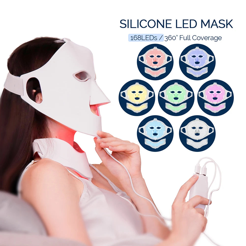 Face & Neck Silicone LED Mask – 7 Colors Photon Light Therapy