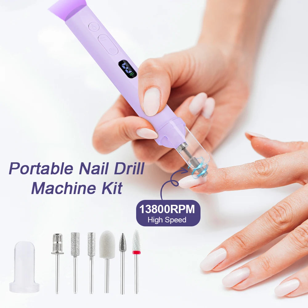 Wireless Mini Nail Drill Pen – 2-in-1 UV Lamp & Manicure Tool
