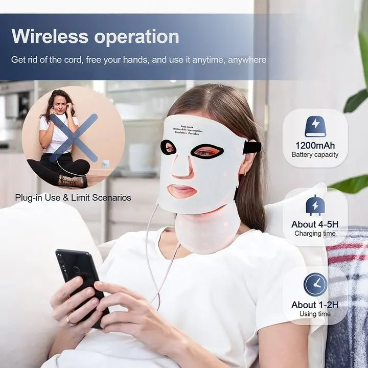 Silicone LED Mask Face Repair Skin Wireless Use