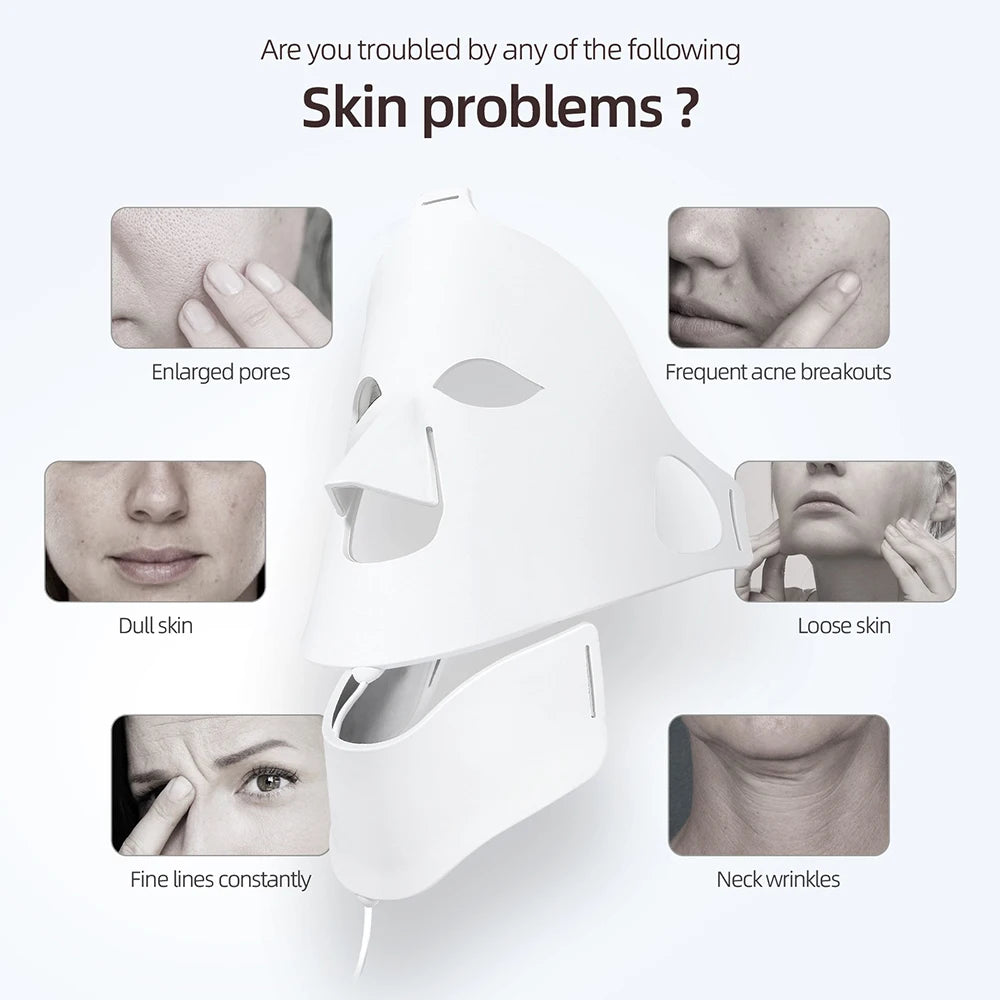 Face & Neck Silicone LED Mask – 7 Colors Photon Light Therapy