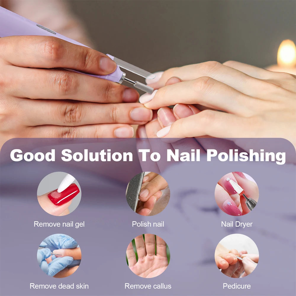 Wireless Mini Nail Drill Pen – 2-in-1 UV Lamp & Manicure Tool