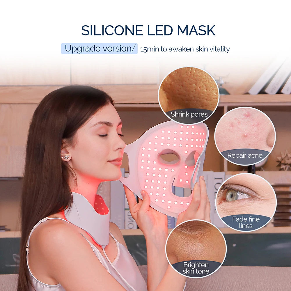 Face & Neck Silicone LED Mask – 7 Colors Photon Light Therapy